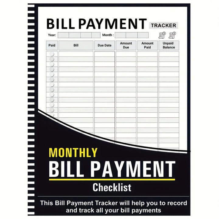 Spiral-Bound Monthly Bill Organizer Payment Tracker - Office Supplies ...