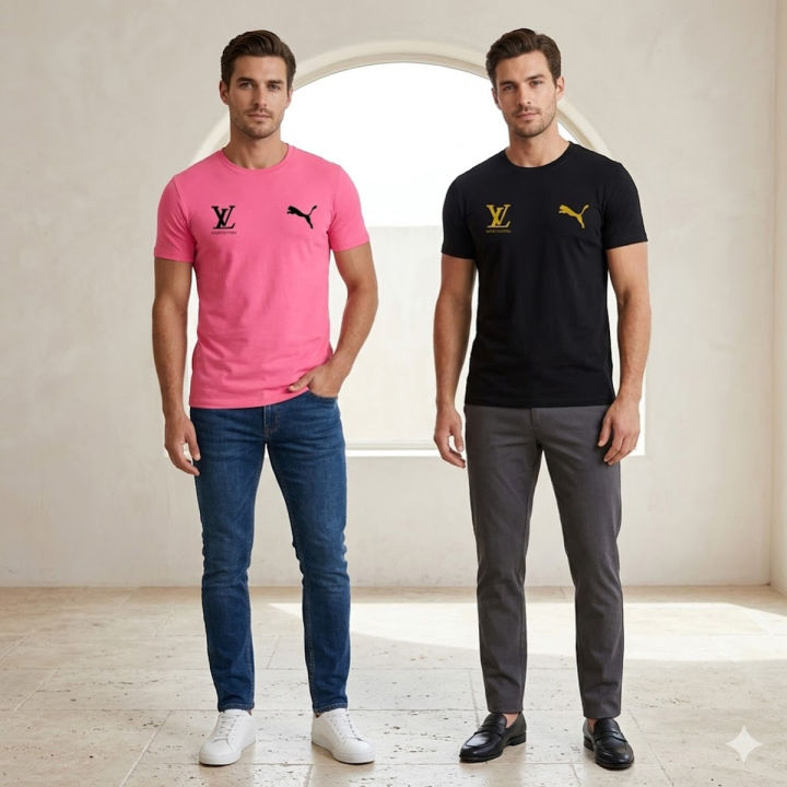 Pack of 2 Combo Multicolor TShirt for Men - Tabassum Fashion Premium Jersey 3D Subly Print Round Neck Tees