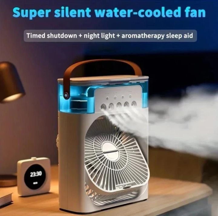 Portable Humidifier Fan Air Conditioners USB Electric Fan LED Night Light Water Mist Fun 3 In 1 Air Cooler Humidifie For Home