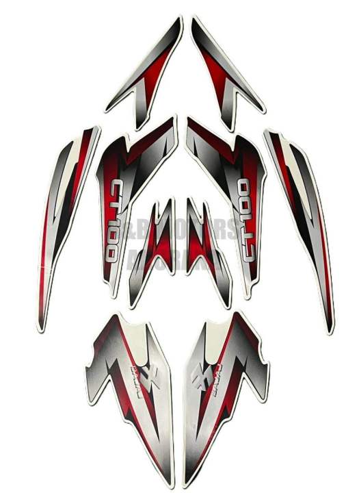 Bajaj Ct100 Black Red Bike Full Sticker Kit