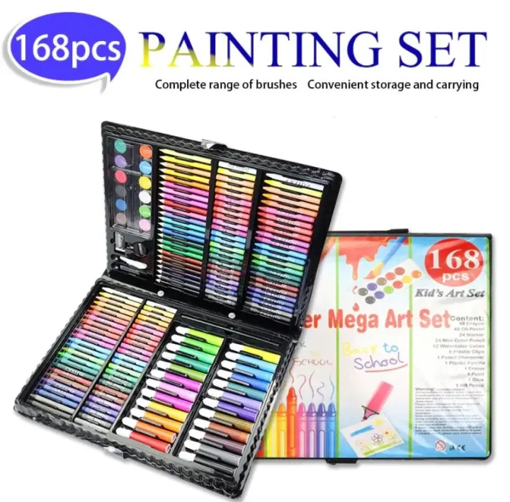 168%20Pcs%20Kids%20Mega%20Art%20Set%20%E2%80%93%20Complete%20Drawing%20&%20Painting%20Kit%20with%20Color%20Pencils,%20Crayons,%20Oil%20Pastels,%20Watercolors%20&%20Markers%20%E2%80%93%20Portable%20Art%20Box%20for%20Children%20-%20Image%203