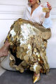 Women's Plus Size Formal Skirts Elegant Gold Long Sequin Party Club Evening High Waist Skirts Female Casual Cocktail Skirts. 