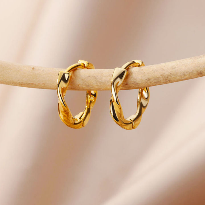 Stainless%20Steel%20Irregular%20Twist%20Earrings%20for%20Women%20Gold%20Color%20Round%20Hoop%20Earrings%20Fashion%20Jewelry%20Wedding%20%20Free%20Shipping%20-%20Image%202