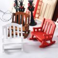 Dollhouse 1:12 European style retro wooden rocking chair mini Christmas decoration set accessories. 