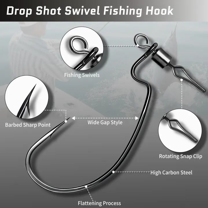 9KM%2030Pcs%20Drop%20Shot%20Hooks%20with%20Swivels%20Ewg%20Bass%20Fishing%20Hooks%20Worm%20Hook%20for%20Texas%20Rig%20High%20Carbon%20Steel%20-%20Image%203