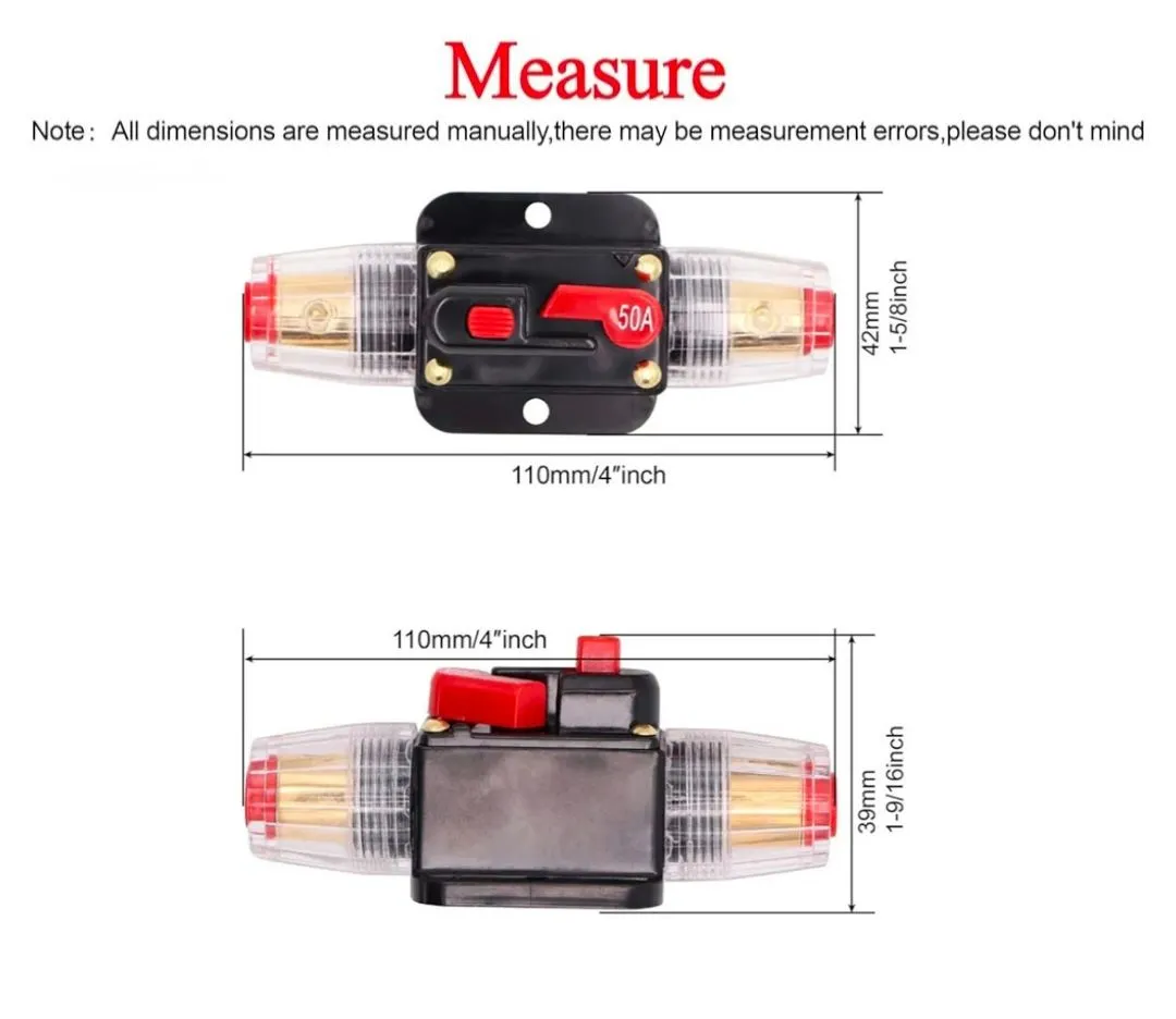 Fuse Holder | 40A / 50A 12V-24V Auto Reset Circuit Breaker