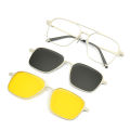 Metal 3 In 1 New Style Magnet Clip On Glasses Frame Trend Polarized Sunglasses For Men 2023 Optical Computer Glasses UV400 7009. 
