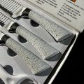 Bass/Zepter 6 Pieces Kitchen Knife Set- Stainless Steel With Leather Covering Handle- Unique Design. 