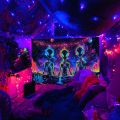 VIKAMA Alien Tapestry Blue-Eyed Alien Psychedelic Starry Sky Bedroom Party Sci-Fi Decorative Art Wall Background. 