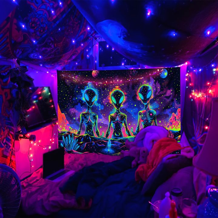 VIKAMA%20Alien%20Tapestry%20Blue-Eyed%20Alien%20Psychedelic%20Starry%20Sky%20Bedroom%20Party%20Sci-Fi%20Decorative%20Art%20Wall%20Background%20-%20Image%204