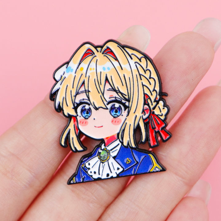 Cute Girl Enamel Pin Cartoon Brooch For Coat Women's Brooches Anime ...
