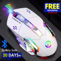 【Triple Mode】 High-Quality Wireless Bluetooth Gaming Mouse RGB with 6 Buttons & 3-Levels DPI Control - Breathing LED Light 2.4G Optical Wireless Mouse with MousePad & Side Buttons for Girls PC, Gaming, Laptop, Pubg, Mobile, Windows OS. 