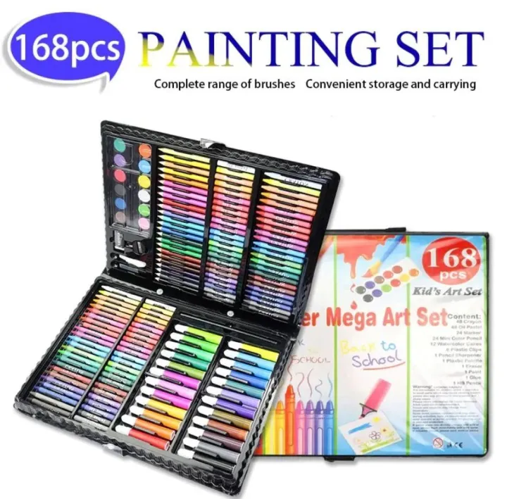 168%20Pcs%20Kids%20Mega%20Art%20Set%20%E2%80%93%20Complete%20Drawing%20&%20Painting%20Kit%20with%20Color%20Pencils,%20Crayons,%20Oil%20Pastels,%20Watercolors%20&%20Markers%20%E2%80%93%20Portable%20Art%20Box%20for%20Children%20-%20Image%206