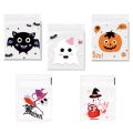 100Pcs Halloween Plastic Candy Cookies Gift Bag Self Adhesive Snack Wrap Bag Halloween Party Decorations Supplies Kids Gifts. 