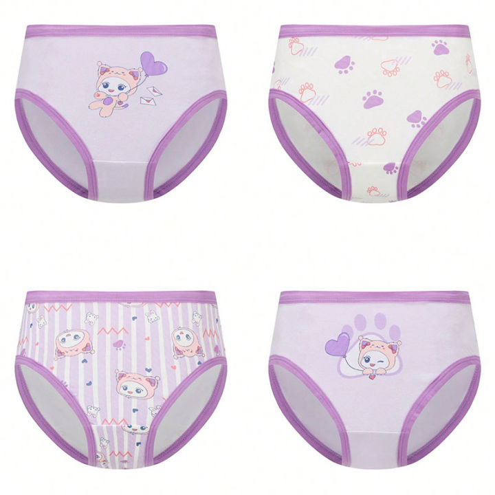 4-Piece%20Cute%20Girls%20Panties%20Premium%20Comfortable%20Cotton%20Baby%20Girls%20Briefs%20Aged%202-9%20Pretty%20Kitty%20Pattern%20Children%20Underwear%20Bottoms%20-%20Image%205