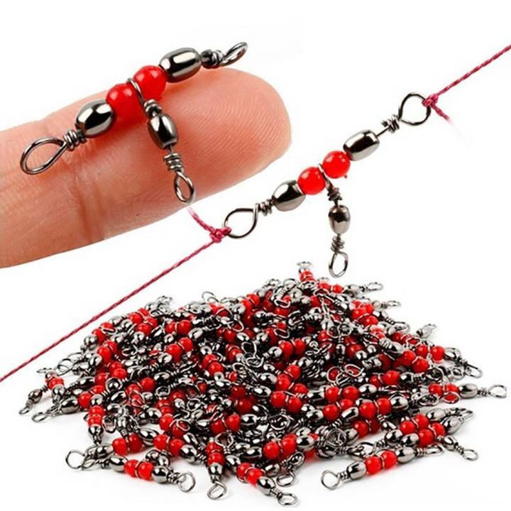 10/30/50Pcs Solid Ring Fishing Tackle Accessory equipment Fishing Rolling Triple Swivels Bearing Connector Fish Hooks