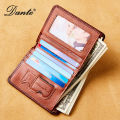 Dante Leather Men's Wallets RFID Anti-theft Brush Degaus Head Layer Cowhide Retro Casual Vertical Money Bag Money Two fold Clips. 