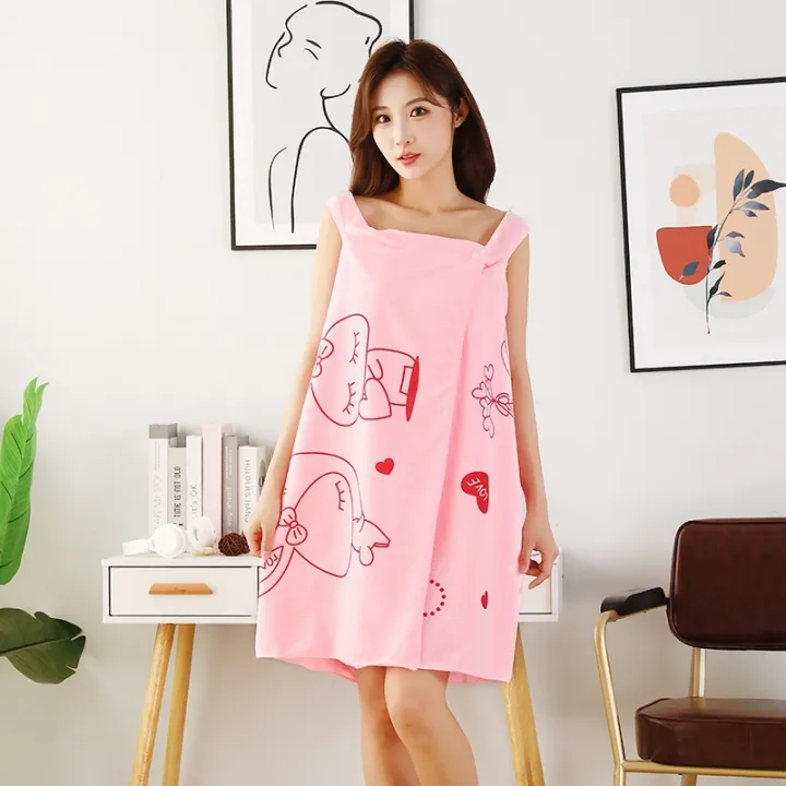 Women's%20Oversized%20Towel%20Dress%20-%20Cute%20Summer%20Lightweight%20Microfiber%20Bathrobe%20for%20Girls%20&%20Adults,%20Sleeveless%20Home%20Loungewear,%20Slee%20-%20Image%205