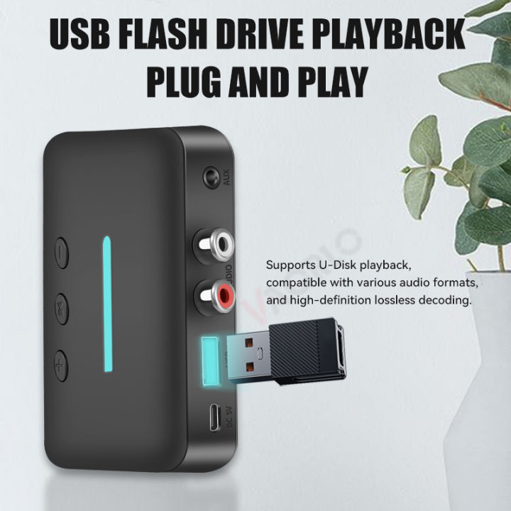USB%20Bluetooth%205.3%20Audio%20Receiver%20Adapter%20Wireless%20Stereo%20Music%203.5mm%20AUX%20R/L%20RCA%20Support%20U-Disk%20Playback%20For%20Desktop%20Speaker%20Amp%20-%20Image%206