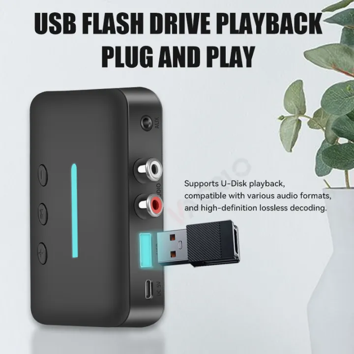 USB%20Bluetooth%205.3%20Audio%20Receiver%20Adapter%20Wireless%20Stereo%20Music%203.5mm%20AUX%20R/L%20RCA%20Support%20U-Disk%20Playback%20For%20Desktop%20Speaker%20Amp%20-%20Image%206