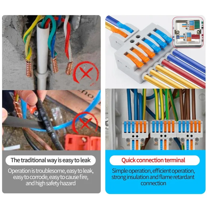 14pcs%20Electrical%20Wire%20Compact%20Quick%20Connect%20Connectors,%20Lever%20Wire%20Nut%20Connector%20Terminal%20Assortment%20for%2028-12%20AWG,%202%20in%204%20Out%20-%20Image%204