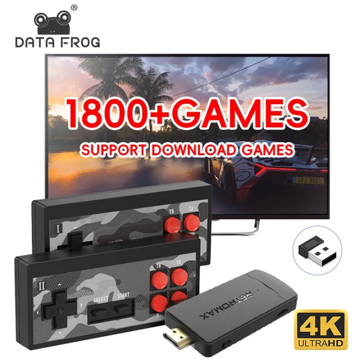 DATA FROG Portable Wireless Game Stick, 1800 Old-School Games, Plug & Play TV Gaming Consol