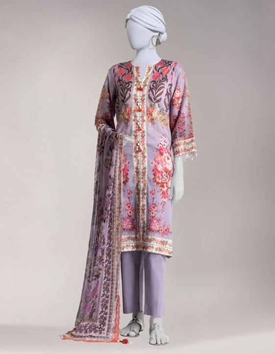 Junaid Jamshed Purple Digital Printed Liminal Unstitched 3 Piece Suit For Women And Girls - Designcode: Jlujds-S-25-1153 Floral-6