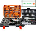 46-Piece Professional Auto Repair Tool Set - Portable Ratchet Wrench Kit with Storage Case.