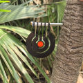 Shooting practice with a three - ring tree - inserted rotating pendulum target made of 3 - millimeter - thick metal. 