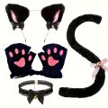 5 sets of cute cat outfits: including headband, gloves, collar and tail, black and white cat outfit. Very suitable for animal th. 