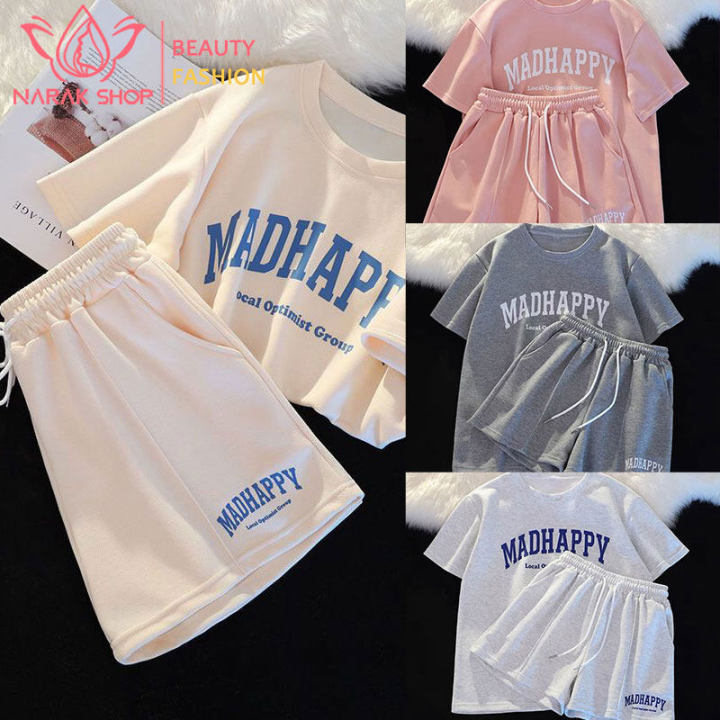 2 PCs ready to ship two-piece set round neck short sleeve set + shorts