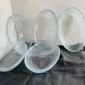 set of 6 plates clear shesha,nimko ,biscuits,raita,chatni, sweets serving dishes,ovel shape.. 