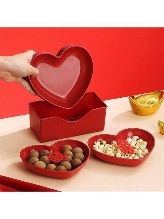 1/5/10/20pcs%20Plastic%20Heart%20Shaped%20Dinner%20Plate%20Set%20-%20Red%20And%20Pink%20Heart%20Themed%20Fruit%20Snacks%20Plate,Suitable%20For%20All%20Parties%20-%20Image%204