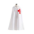 Medieval Crusader Costume Templar Cape Cloak With Hood Men's Renaissance Robe Knight Larp Halloween Outfit For Adult Teen Boys.