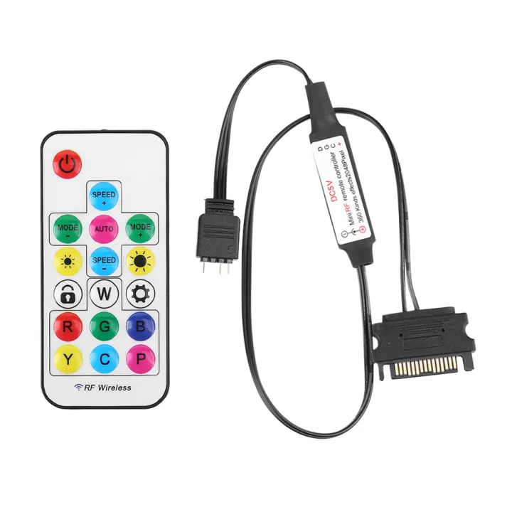 5V%203Pin%20SATA%20RGB%20Controller%20LED%20Light%20Strip%2017Keys%20Wireless%20Remote%20Controller%203%20Pin%20to%20SATA%204Pin%20for%20Computer%20PC%20Case%20Lighting%20-%20Image%203