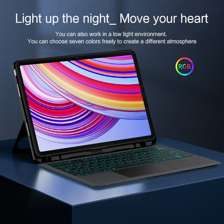 AJIUYU%20Backlight%20Magic%20Keyboard%20For%20XiaoMi%20Redmi%20Pad%20Pro%2012.1%20inch%20Folio%20Smart%20Case%20Portuguese%20Spanish%20Arabic%20Keyboard%20Cover%20-%20Image%204