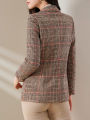 Wool Peak Lapel Tartan Single-Button Slim-Fit Blazer - Commuter Professional High-End Stylish Elegant Designed Suit Jacket.
