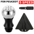 New Chrome Car ABS Gear Shift Knob Manual 5 Speed For Peugeot 106 107 206 207 306 307 308 3008 406 5008 605 807. 