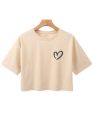 New Graphic Heart Logo Print Crop Top Round Neck Half Sleeves Casual Printed Cotton Crop T Shirt For Girls Women And Ladies. 