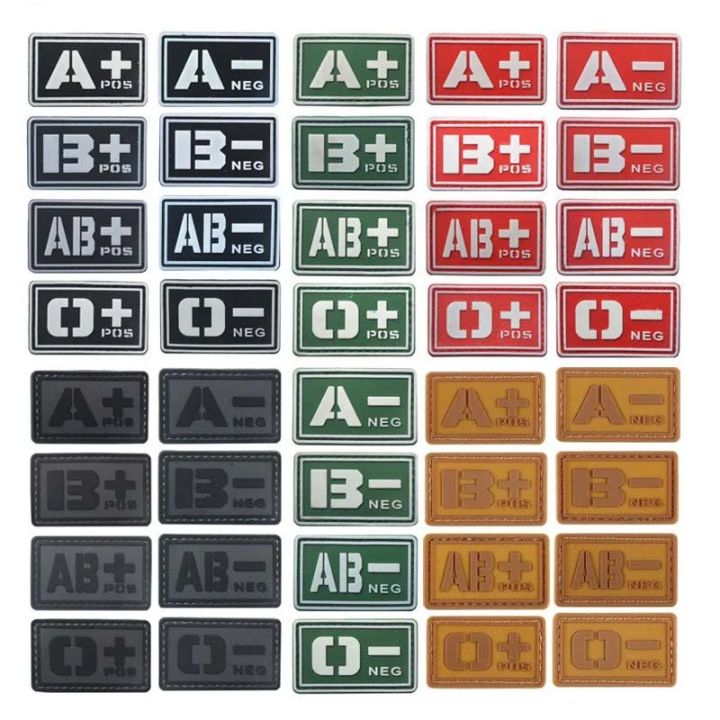 5*3CM/A B AB O Positive Negative Blood Type Patches,3D PVC Badges Hook ...