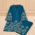 Lacha Neck silver skinvense embroidery shirt with flower bunch embroidery lacha shlawar Dress 2pcs. 