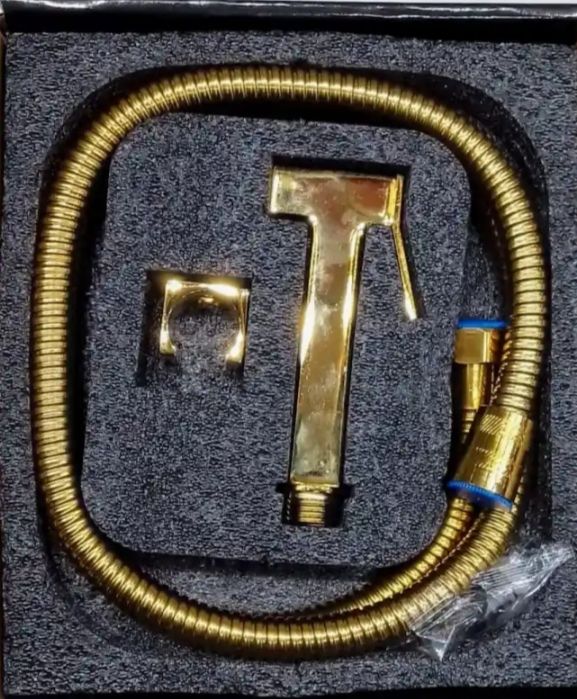 Muslim shower Golden , Chorme and Black imported  washroom  set.