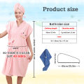 Women's Wrap Towel Spa Robe Hair Towel Adjustable Closure Long Robe V-Neck Shawl Bathrobe Dry Hair Cap Set, Fluffy Comfortable. 