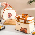 Cute Capybara Insulated Lunch Bag For Student Kid Portable Large Capacity Waterproof Food Thermal Bag Reusable Picnic Cooler Bag.