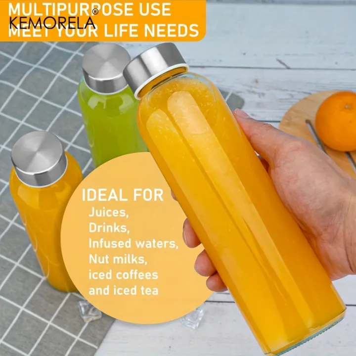 KEMORELA%203/4/6PCS%20Clear%20Glass%20Bottles%20with%20Lids%20530ML,%20Reusable%20Glass%20Water%20Bottles%20with%20Stainless%20Steel%20Cap%20for%20Juice%20Milk%20Tea%20-%20Image%205