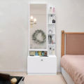 Modern Home Dressing Table with Mirror / Dressing Table with Inner Storage Desk, Makeup Table with Tri-Fold Mirror and 1 Big Locker Drawer72/26''. 