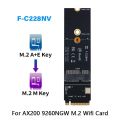 FENVI NGFF M.2 A+E Key To NVMe PCI Express SSD Port Converter Adapter F-C228NV For AX200 AX210 8265 7260AC WiFi BT Wireless Card. 
