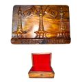 Best Wooden Jewellery Boxes - Pure Wood Jewellery Box - Pakistan Landmarks Jewellery/Stationery Box - Wooden Hand Curved Case - Minar-e-Pakistan, Bab-e-Khyber, Leaf Design Case. 