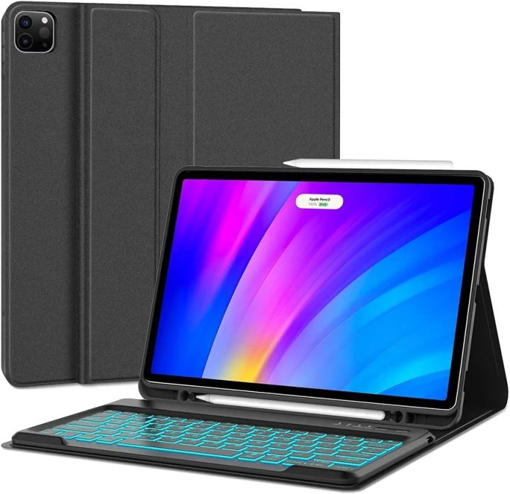 DINGRICH Touchpad iPad Pro 11 inch Case with Keyboard - Wireless Bluetooth, 7 Color Backlit, Premium Trackpad, Magnetically Detachable, for iPad Pro 11 (4th/3rd/2nd/1st Gen) - Black