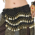1Pc Belly Dance Waist Chain Costume Dance Hip Scarf With Golden Coin Decorative Waist Chain For Professional Dance Performances.